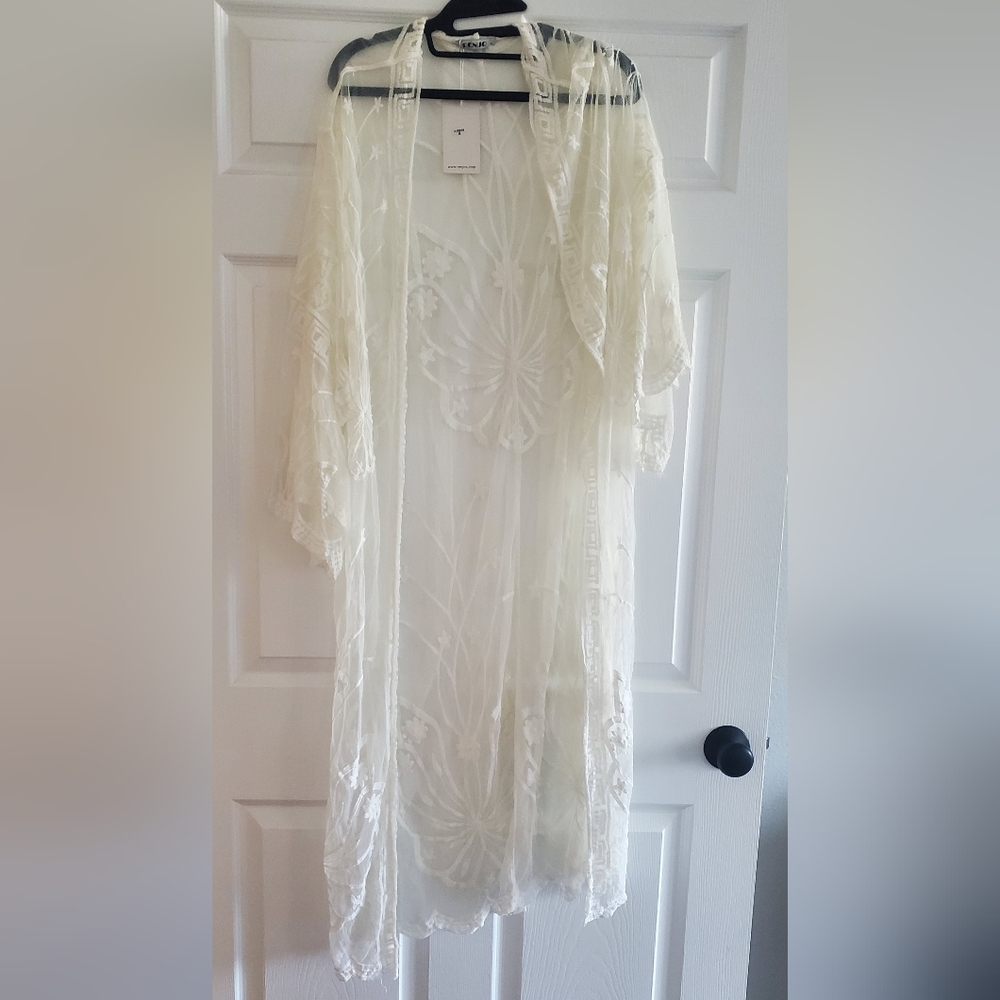 Renjo Elegant Sheer Cream  Duster Kimono